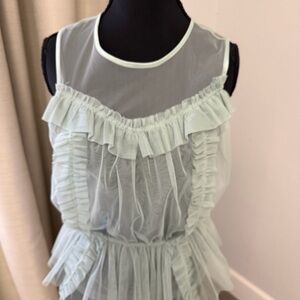 H&M Light Green Ruffled Blouse